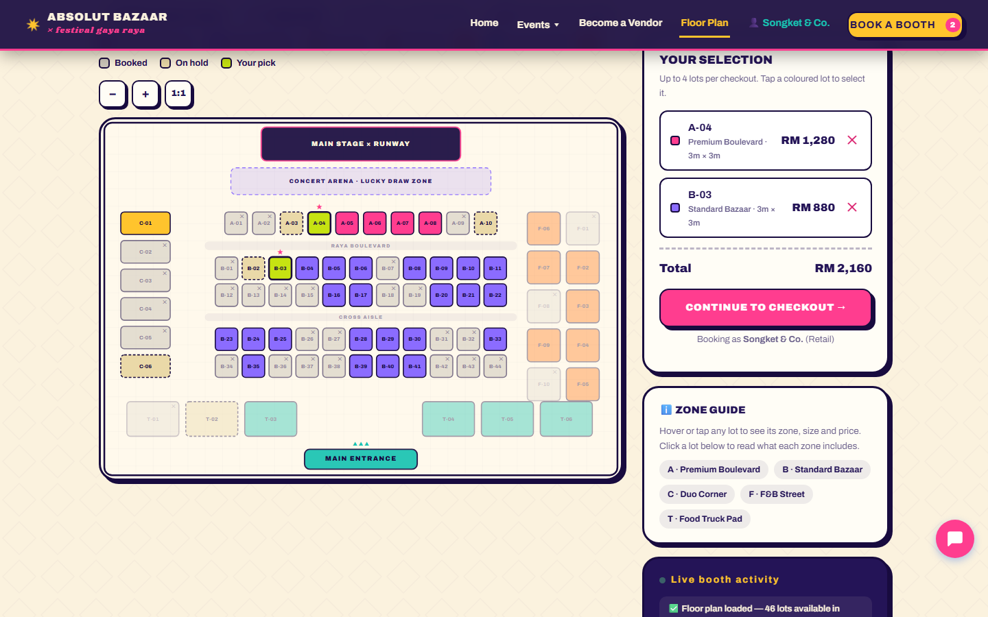 Cinema-seat floor plan booking