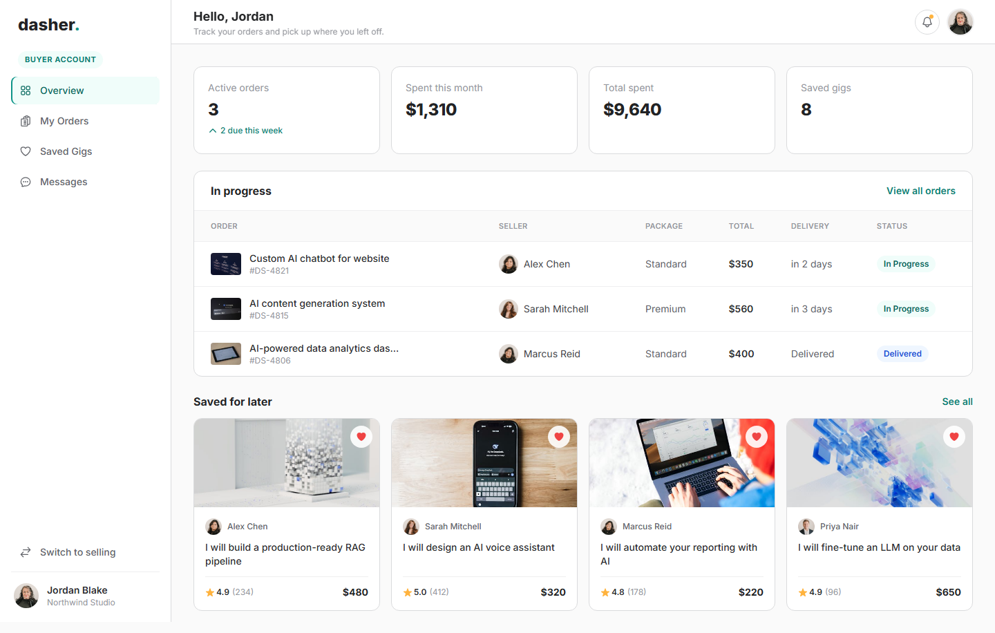 Buyer dashboard & order tracking