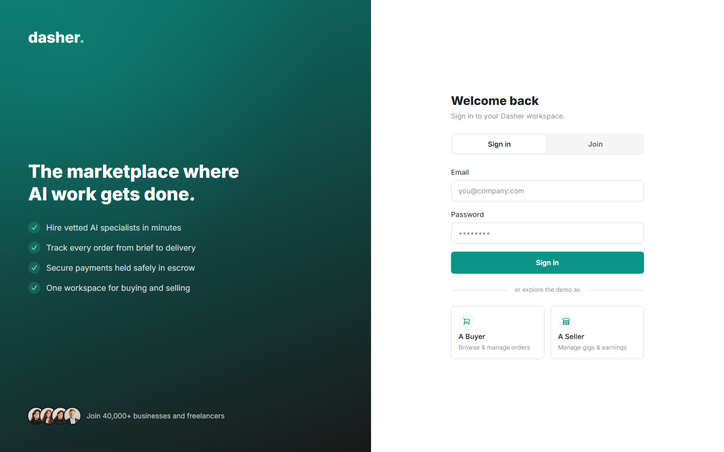 One account, buyer or seller