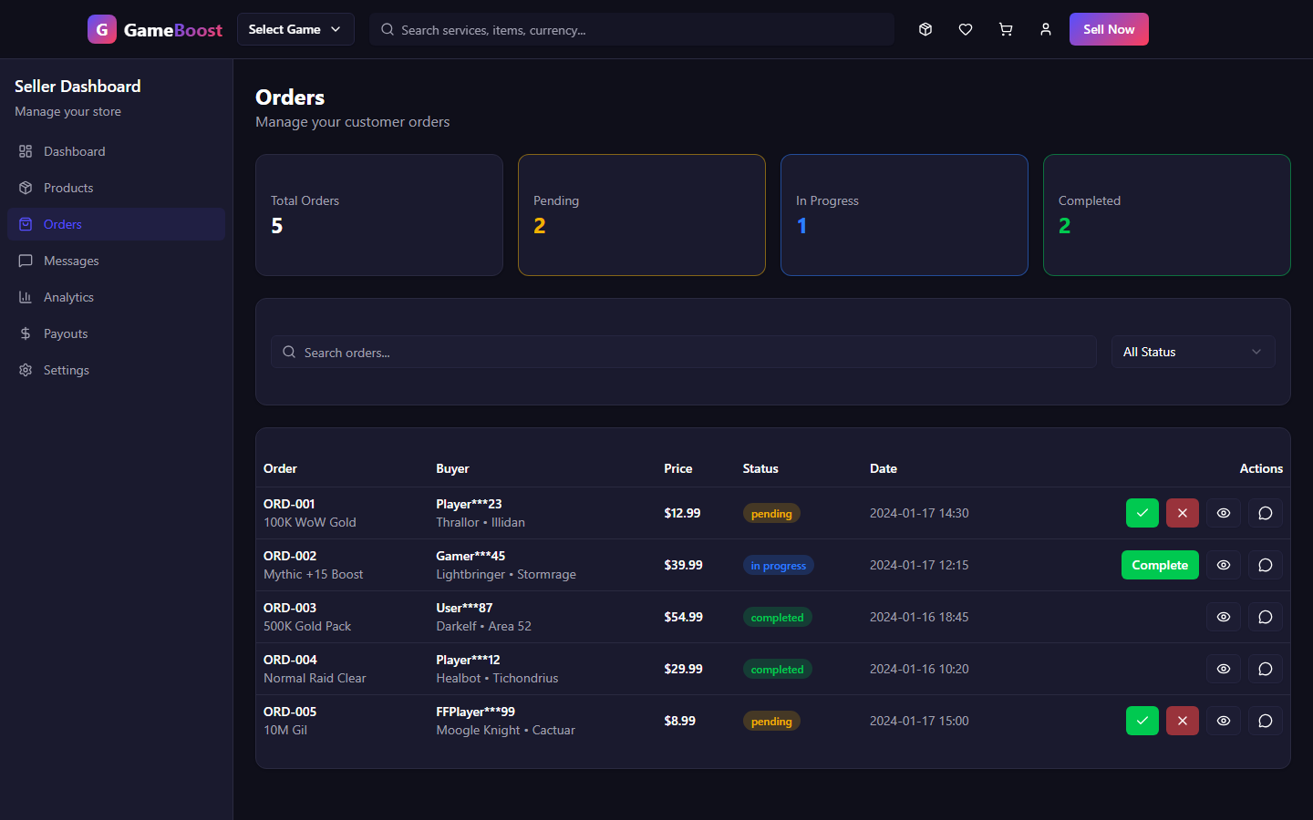 Order management