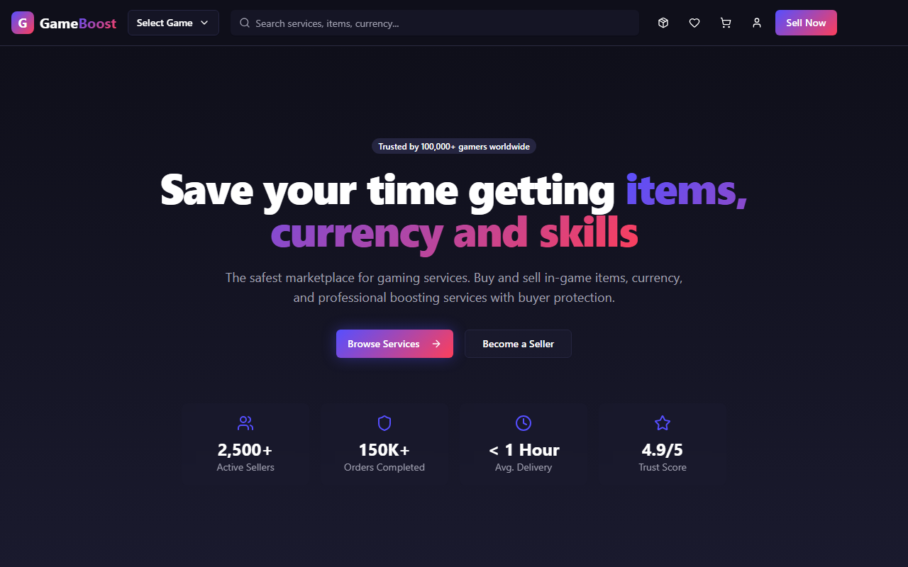GameBoost - Desktop view