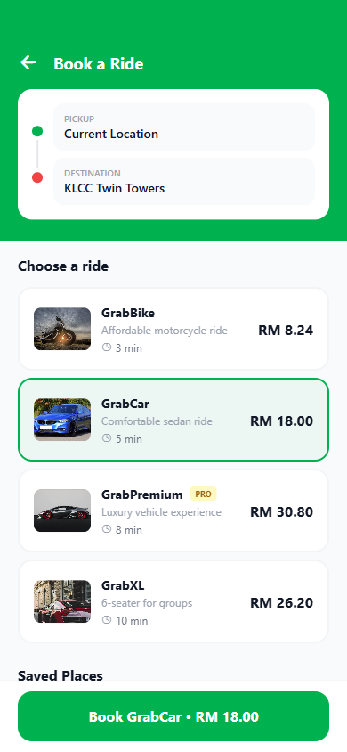 GrabGo — Ride Booking