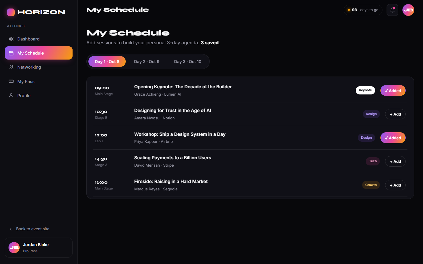 Personal schedule builder