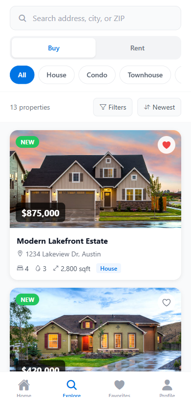 NestFinder — Search Filters