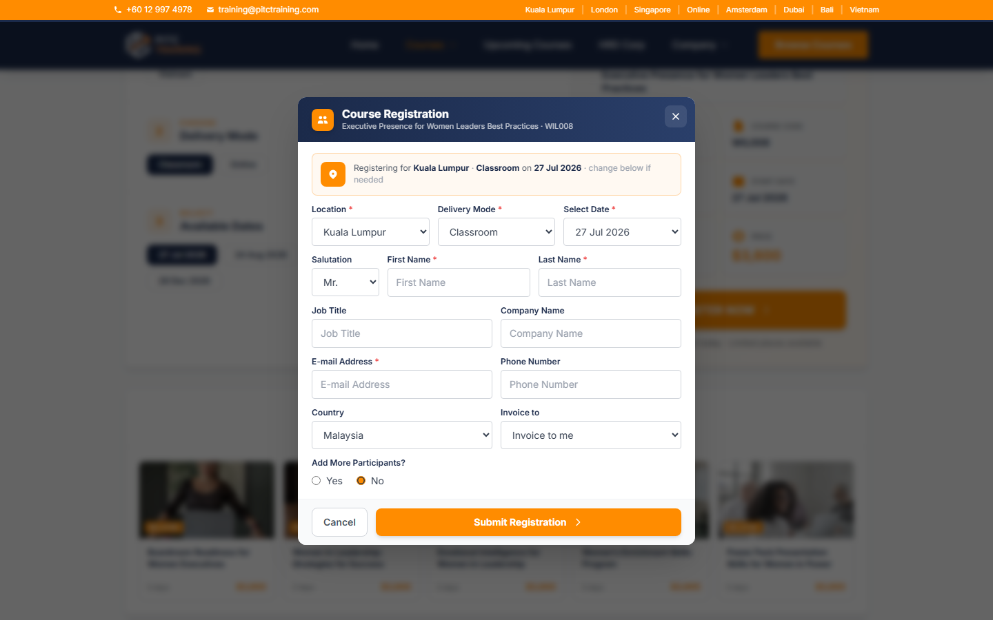 Registration wired to Zoho CRM