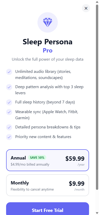 Sleep Persona — Pro Plan