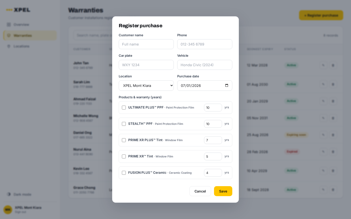 Register & Manage Warranties